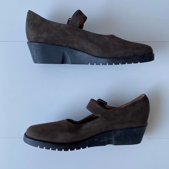 Brown Suede Zante Mary Jane Wedges - Picture 6 of 8